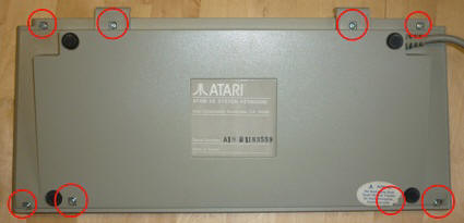 File:Atari XE Game System keyboard underside screws (Best Electronics).jpg