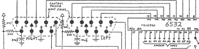 Atari CX-2600A schematic, controller ports and 6532