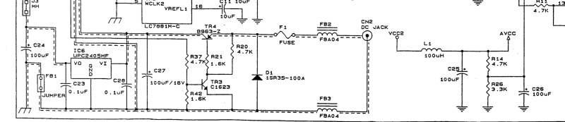 Sega Mega CD sub board power input schematic