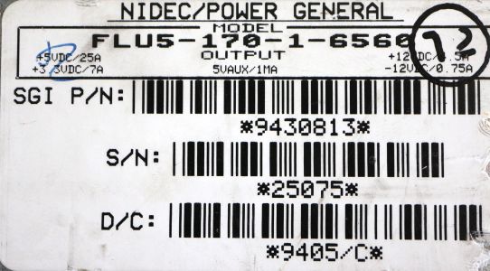 Nidec power supply rating label (Andrej Bukošek)