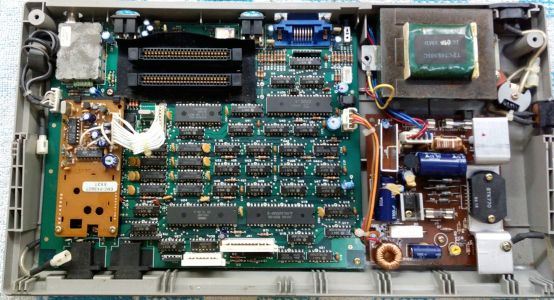Inside a VG 8020/00: main board, PAL encoder board (left) and power supply board (right)