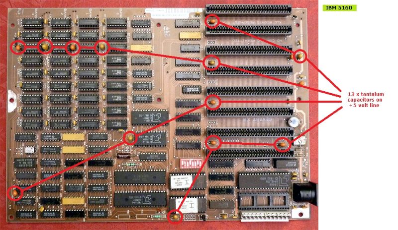 File:IBM 5160 motherboard +5V tantalums.jpg