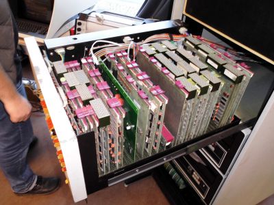 PDP-8/E with its cover off, VCF Berlin 2014 (Morn, CC BY-SA 3.0)