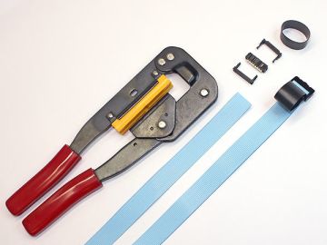 IDC hand press with ribbon cable and socket parts (Adafruit)