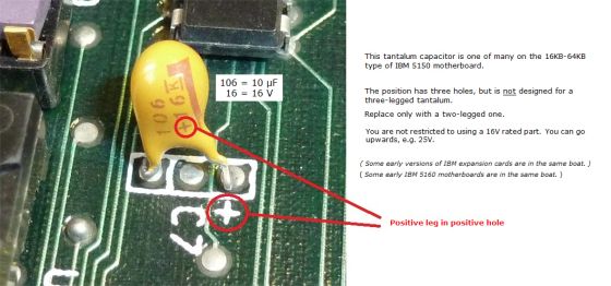 IBM 5150 tantalum polarity reference