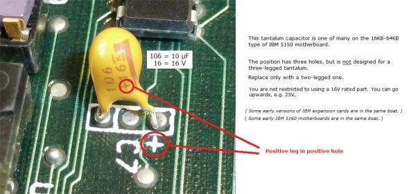 IBM 5150 tantalum polarity reference
