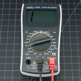 Multimeter set to diode and continuity test (SparkFun)