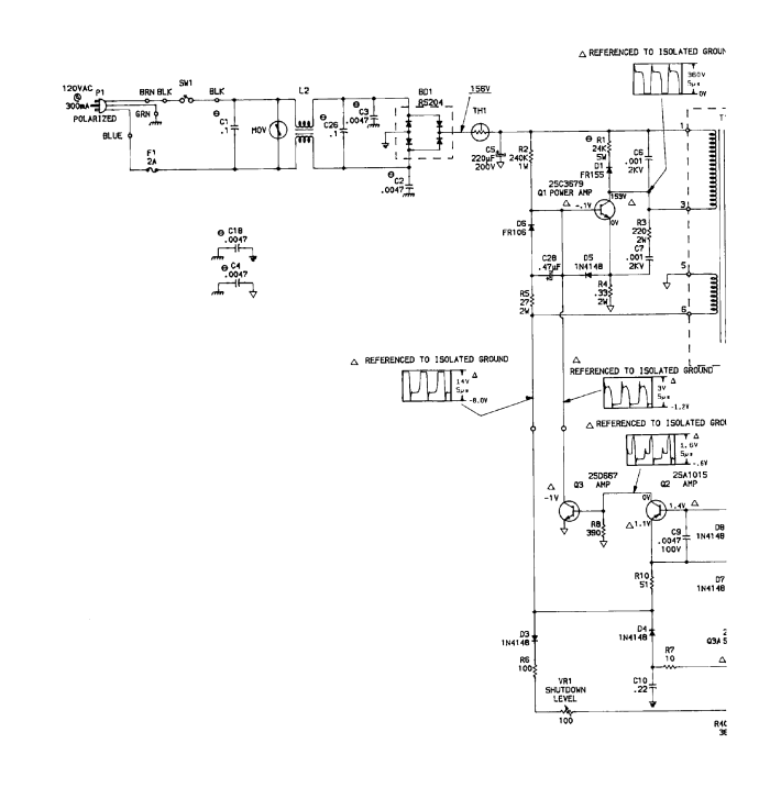 Amiga 500 power supply schematic, primary side (Sams Computerfacts CSCS26)