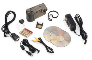 Apple QuickTake 200 with accessories (Apple press photo)