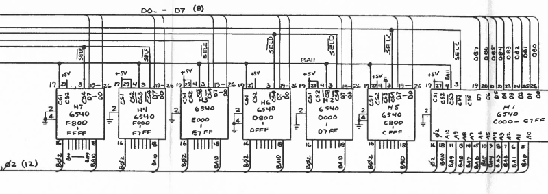 Commodore PET 2001 schematic 320026 sheet 2, 6540 ROMs H1-H7
