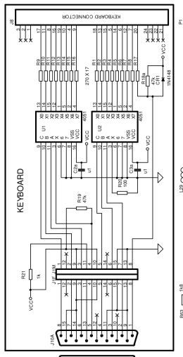 Atari XE Game System keyboard unit schematic (JER redraw)