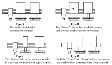 Nintendo bulletin 90354 power and reset switch types