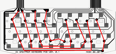 Track layout of a replacement Spectrum keyboard PCB