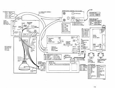 DEC interconnection diagram with connector voltages (EK-VT100-J1-001, p. 7-3)