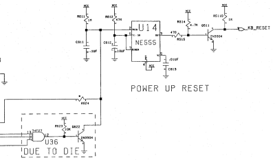 Amiga 600 power-up reset circuit (Commodore schematic 315987 sheet 9)